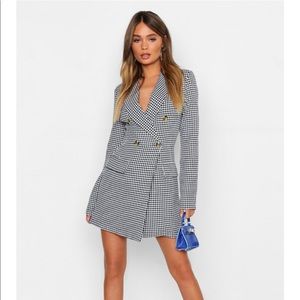Dogtooth Button Blazer Dress